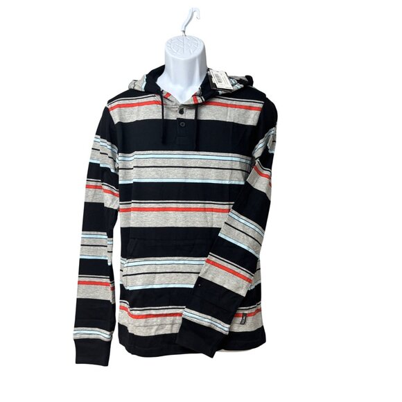 Micros Men’s Variagated Striped  Long Sleeve Hooded Tee, Sz. S - Picture 1 of 14